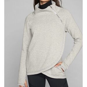 Jockey  Cozy Pullover Wrap Sweatshirt Longsleeve Heather White Med